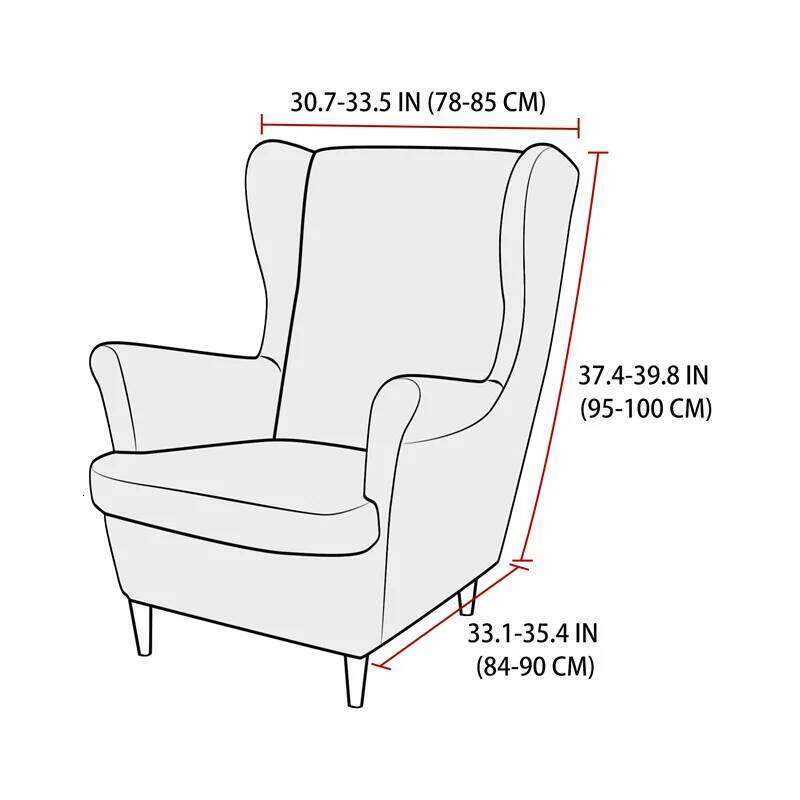 1 Set Jacquard Wing Spandex Wingback Chair Sofa Covers Armchair Slipcover with Seat Cushion Cover Home Decor 26L0126