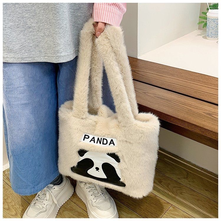 Cross-Border Wholesale Panda Backpack Shoulder Girl Underarm Tote Box Bag Plush 2025 New Model