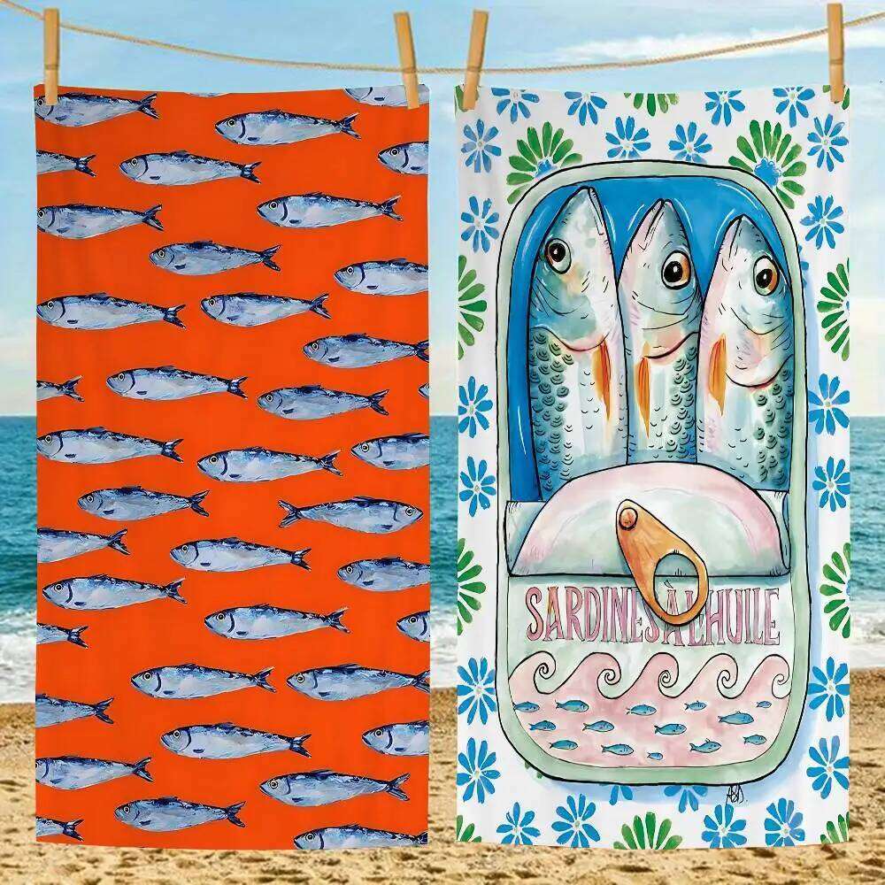 Colorful Sardine Lobster Fish Ocean Animal Big Microfiber Quick Dry Sand Beach Towels Pool Towel For Yoga 26Y0126