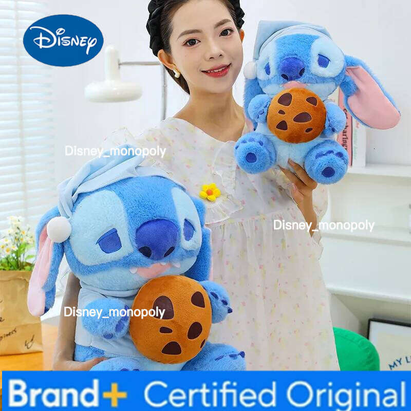 Disney 80Cm Stitch Plush Toy New Super Delicious Cookies Doll Sofa Pillow Learning Office Desktop Ornaments Holiday Gifts H260126