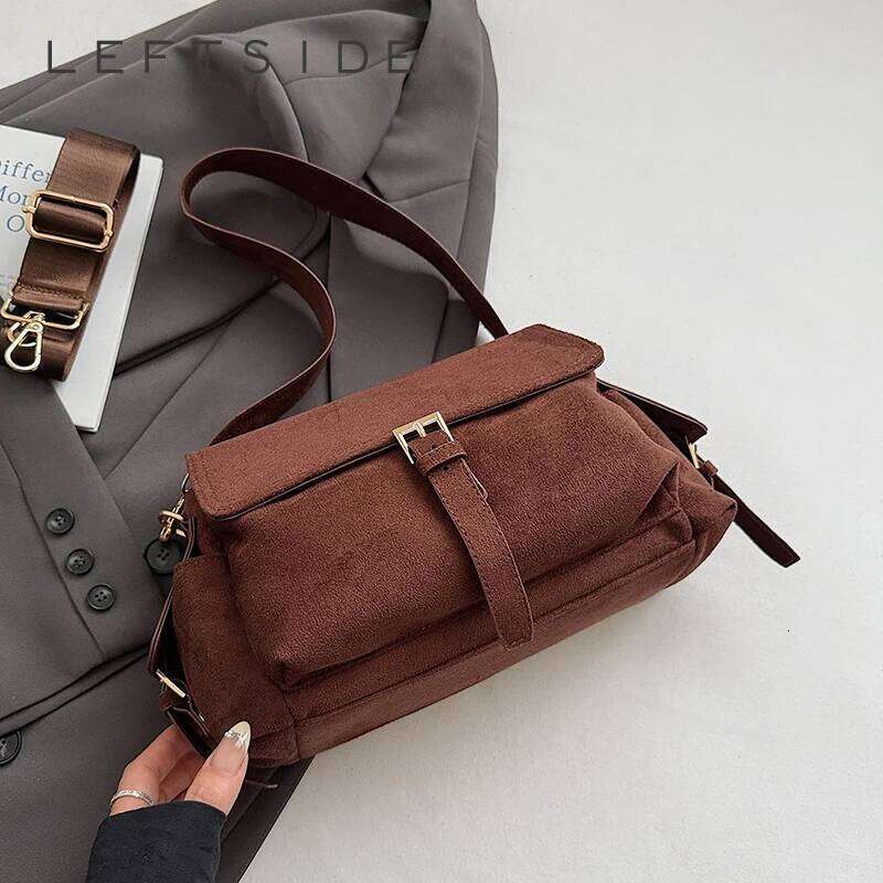 LEFTSIDE Women Faux Suede Small Shoulder 2025 Winter Crossbody Bag Luxury Designer Trend Brand Simple Handbags and Purses XJ260125