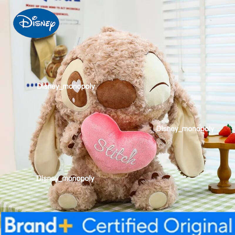 Disney Potdemiel Stitch 30/80cm Plush Doll Toy Love Heart Hug Chocolate Brown Sofa Pillow Ornaments Girls Valentine'S Day Gift H260126