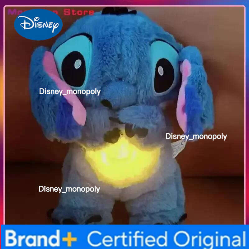 Disney Kawaii Stitch Plush Doll For Baby, Sleeping Companion, Musical Sound Soothing With Air Bag And Light, Breathing Toys Gifts H260126