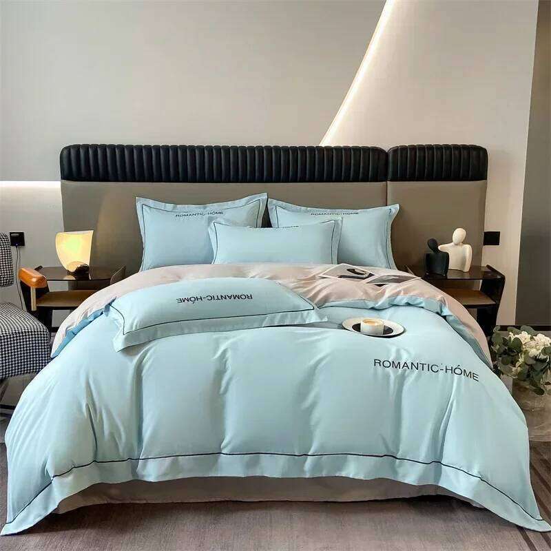 Pure long staple bedding set of four, all cotton matte bed sheet and duvet cover Y260124