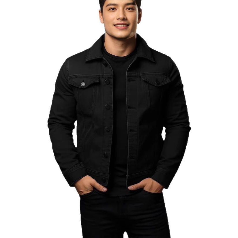 Mens Jacket Casual Windproof Daily Turndown Collar Button Autumn Winter Fashion Solid Color Street Long Sleeve Jacket Coat 241224