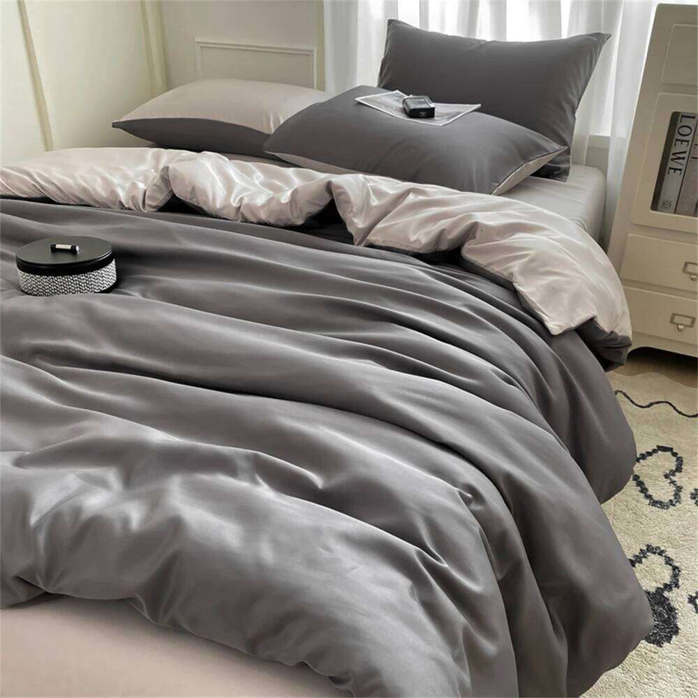 Washed Silk Bedding Duvet Pillowcase Bed Sheet Four Piece Set Quilt Cover Bedspreads Single Double King Bedroom Decor Y260124