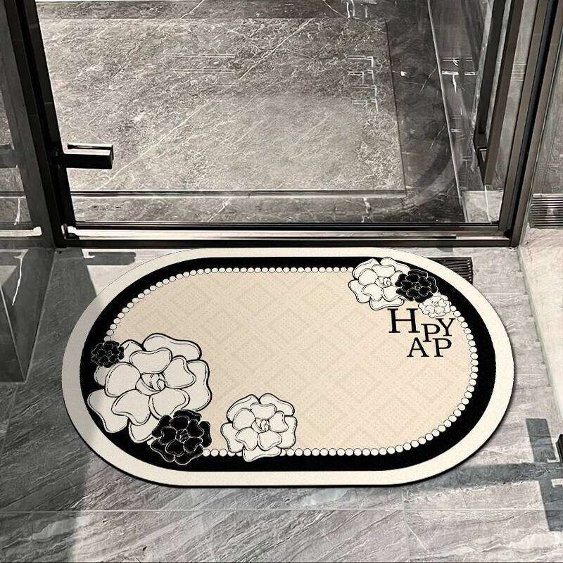 Floor Mat Camellia Style Diatom Mud Bathroom Absorbent Toilet Entrance Advanced Non Slip Quick Dry Wear Resistant Carpet Home Decor