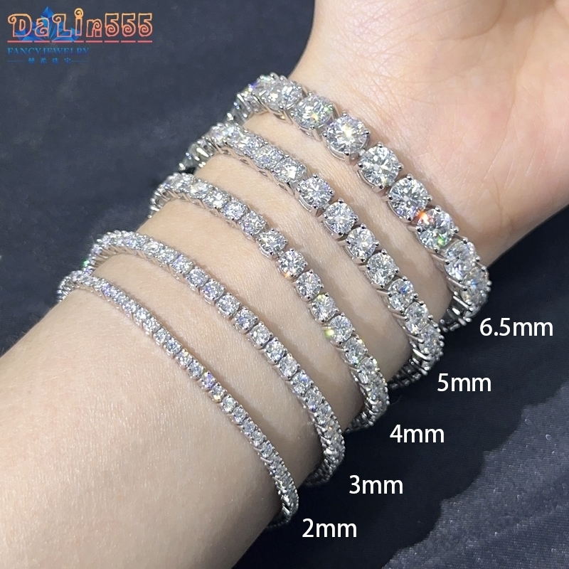 2mm-925 Sterling Silver Moissanite Tennis Chain Womans Tennis Bracelet Bangle Collection 3mm-5mm 65mm Sizes Available