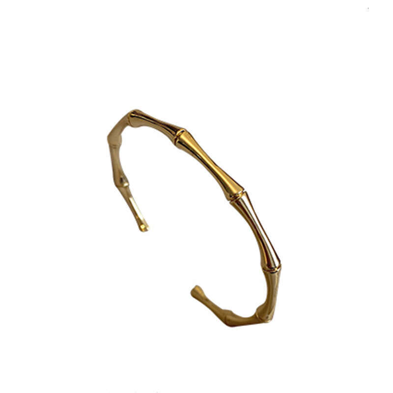 Fashion Simple Open Bamboo Knot Bracelet Gold Plain Circle High-end Non-fading Adjustable