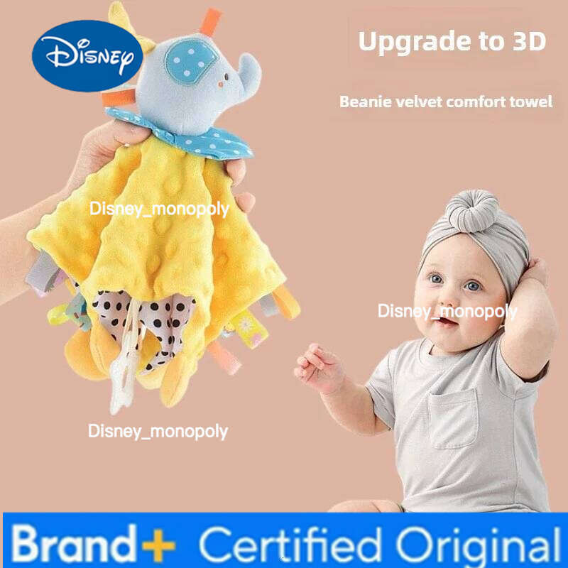 Disney Baby Security Soothing Doll Towel with Teether Rattles Soft Blanket Snuggle Toy Stuffed Animal for Babies Newborns Gift H260126