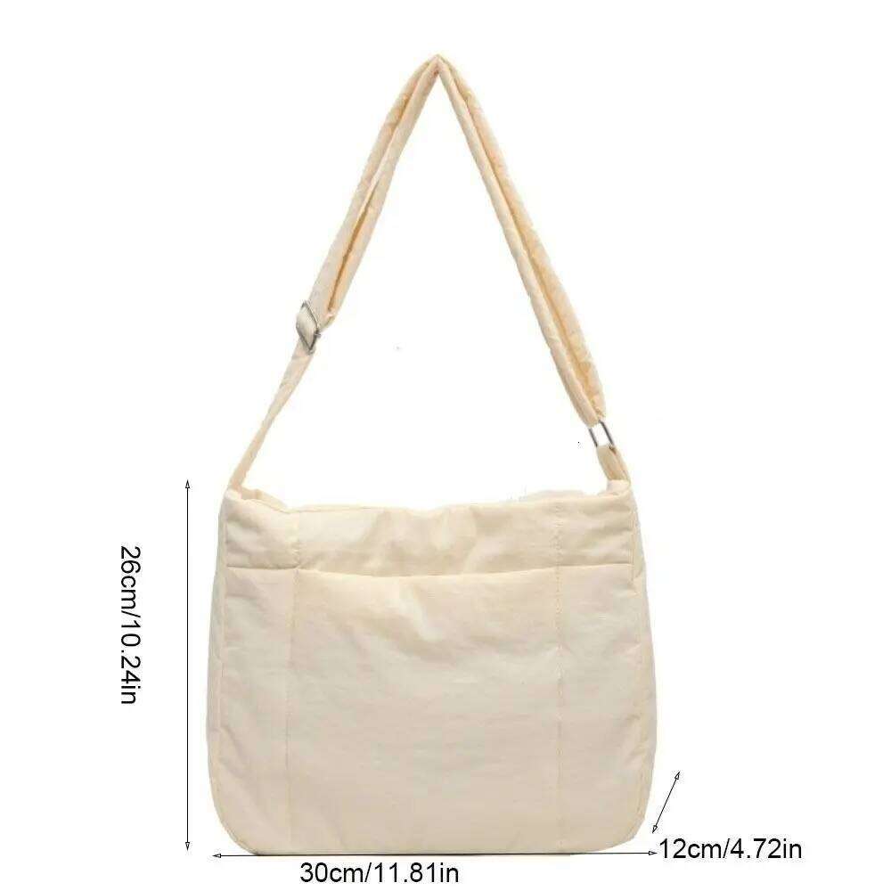 Quilted Down Cotton Shoulder Large Capacity Korean Style Cotton-padded Crossbody Bag Lightweight Solid Color Nylon Handbag XJ260125