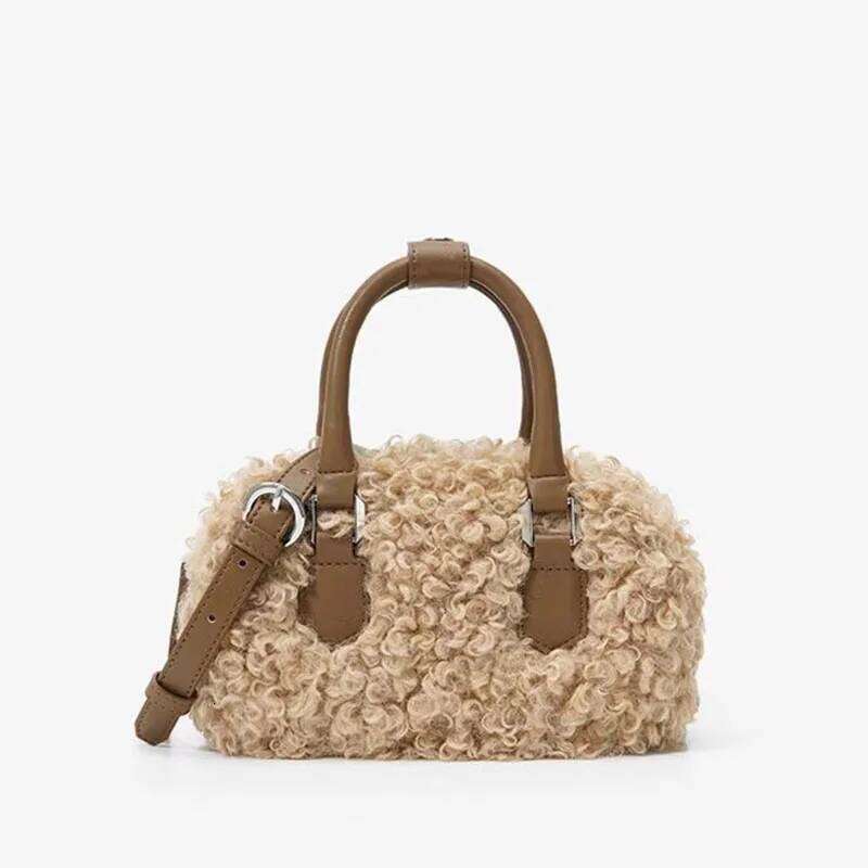 Fashionable Lamb Fur Women's Crossbody New Arrival Pillow Shaped Handbag Autumn Season Small Bag Versatile Design XJ260125