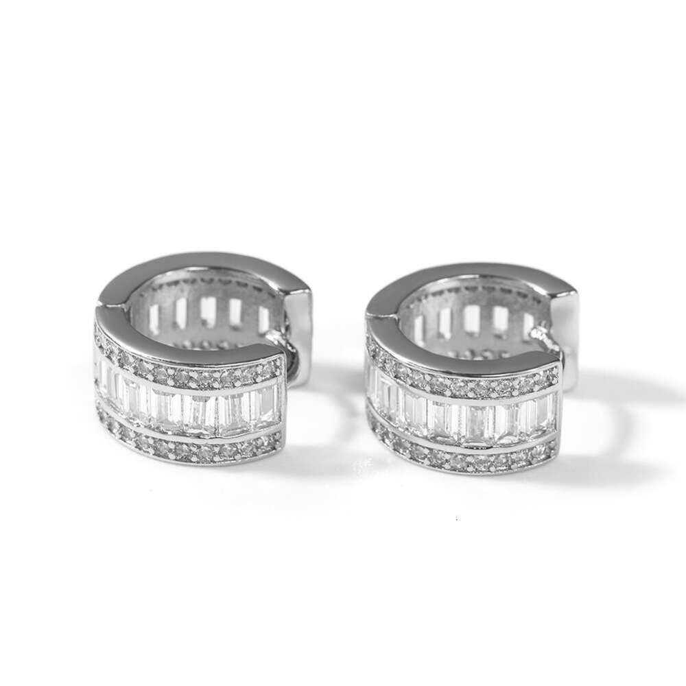 European and American Cross-Border Simple Inlaid Diamond Hip-Hop Moissanite diamond earrings Fashion Trend Square Zircon Earrings Hiphop Rap Accessori - view 6