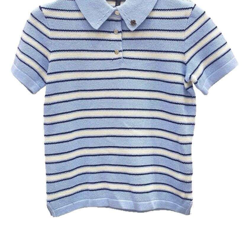 2026 Spring/Summer Designer Fashion Stripe Flip Leader Knitted Women's Short Top for Women