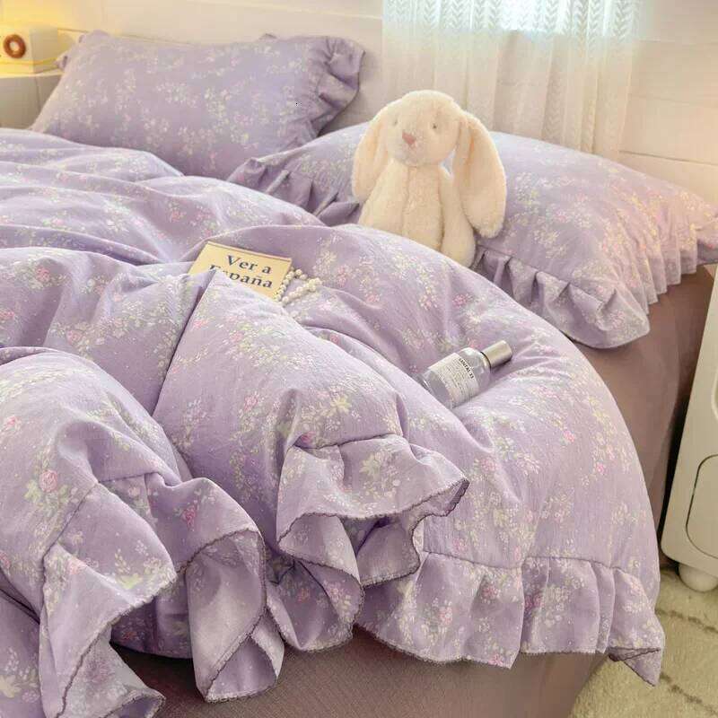 2025 Princess Style Bedding Sets Ruffle Lace Bow Quilt Romantic Bedclothes Decor Woman Girls Bedroom Duvet Cover 4pcs Y260124