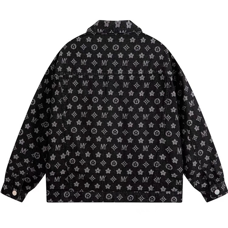 Luxury Brand Designer Clothes Full Print Jacquard Denim Shirt Men Long Sleeve Spring Autumn American Retro Trendy Workwear Trendy Brand Jacket Shirt C
