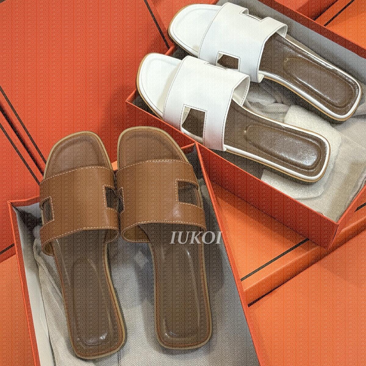 Designer Oran Sandals Women's Sandals Slippers Fashion Floral Slippers Leather and Rubber Flats slides Summer Beach lightweight Shoes Bottoms Slippers 35-42