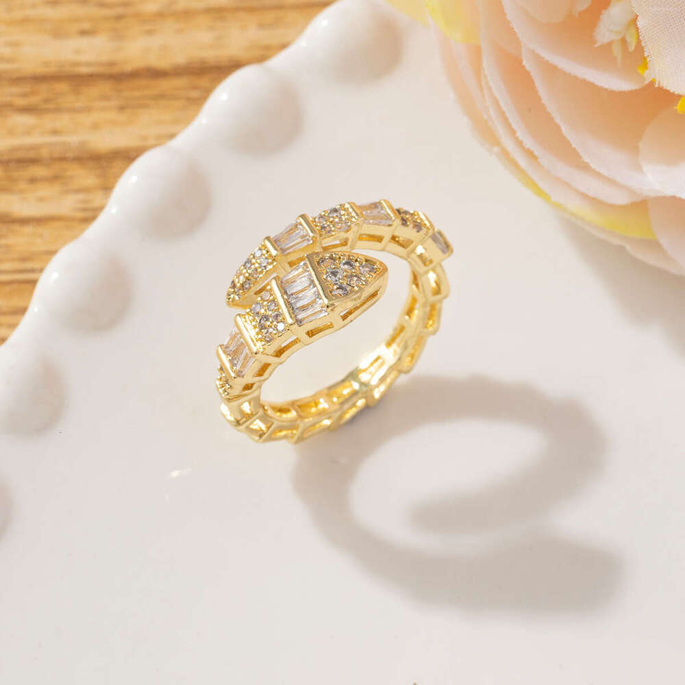 European and American Light Luxury Cool Snake-Shaped for Women Ins Trend Niche Design Versatile High-End Feel Copper Open Index Finger Ring
