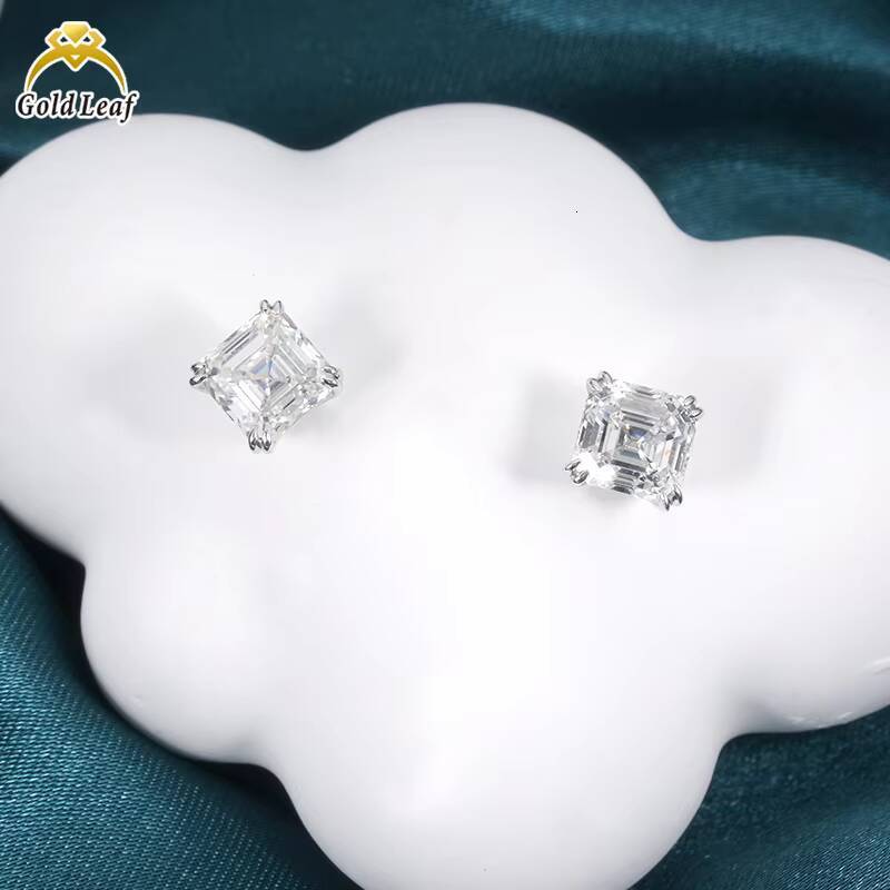 Goldleaf Custom IGI Certified 14K Gold Lab Grown Diamond Earrings 2CT E VVS Asscher Cut Wholesale Fine Jewelry Unisex Ear Studs