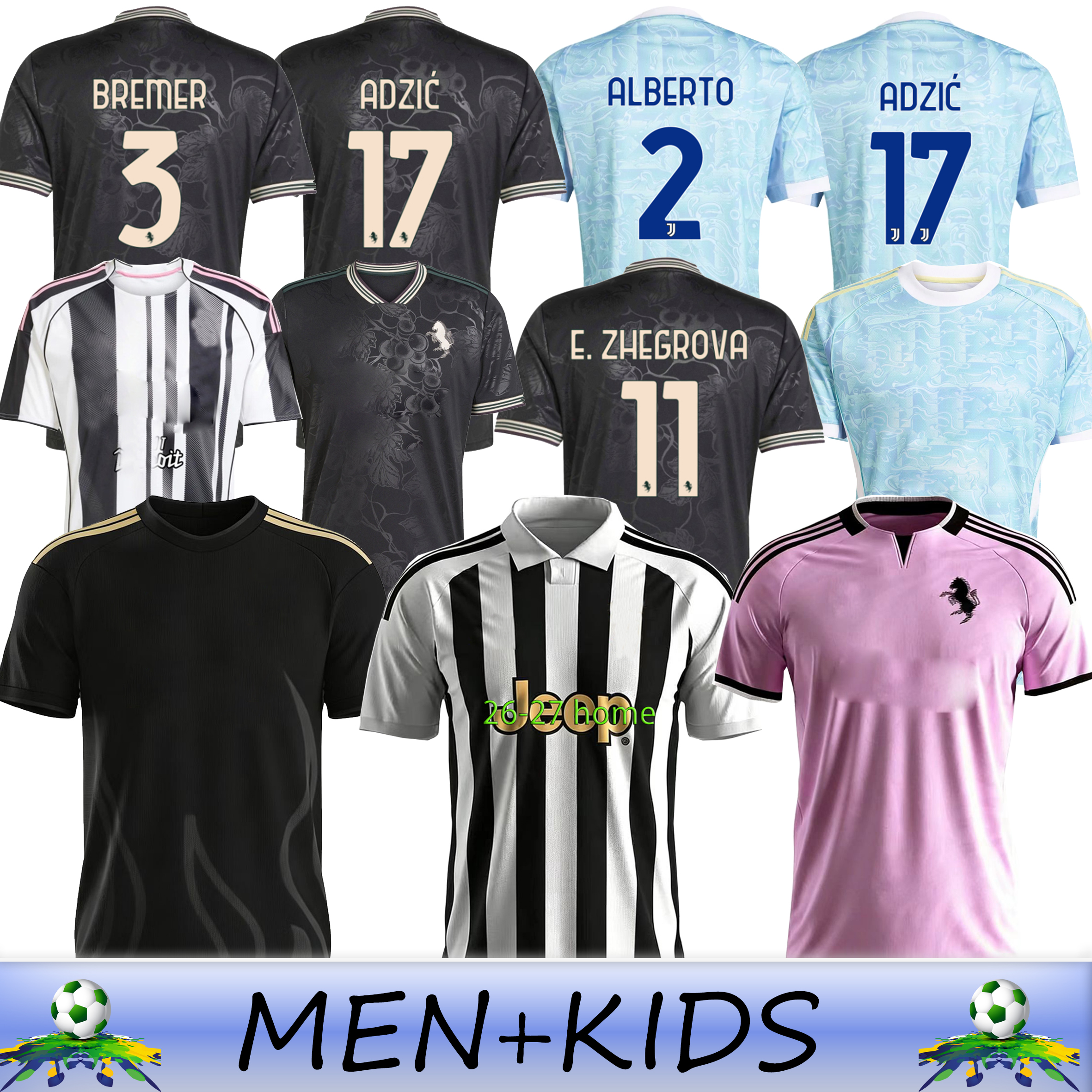 2026 Juventues Soccer Jersey YILDIZ THURAM OPENDA BREMER F.CONCEICAO E.ZHEGROVA VLAHOVIC ADZIC 2027 Home away third Football Jersey Shirt Kit
