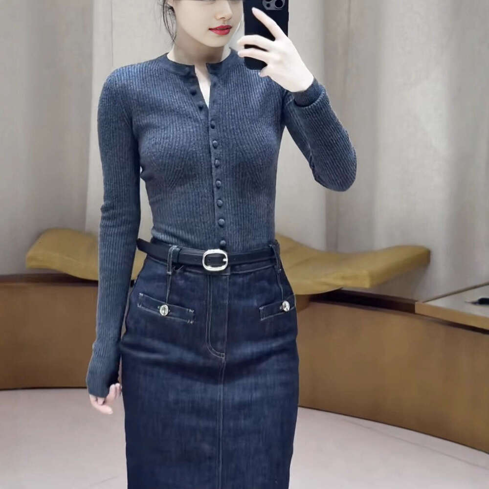 2025 Autumn New French Elegant Designer Dark Grey Ribbed Knitted jumpsuit Top