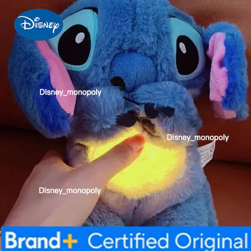 Disney Pink Angel Stitch Plush Doll - Breathing Light & Music, Cute Anime Soothe Toy for Babies/Kids, Ideal Christmas/Birthday Gift H260126