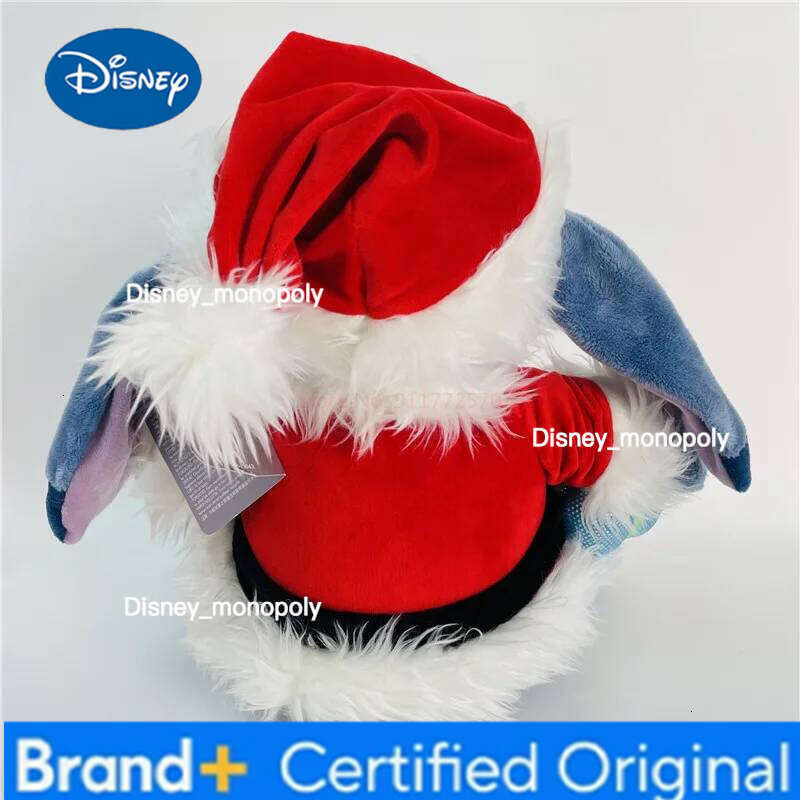 Disney 35cm Stitch Cos Santa Claus Cartoon Kawaii Plush Doll Toys Soft Stuffed Throw Pillow Back Cushion Kids Christmas Gifts H260126