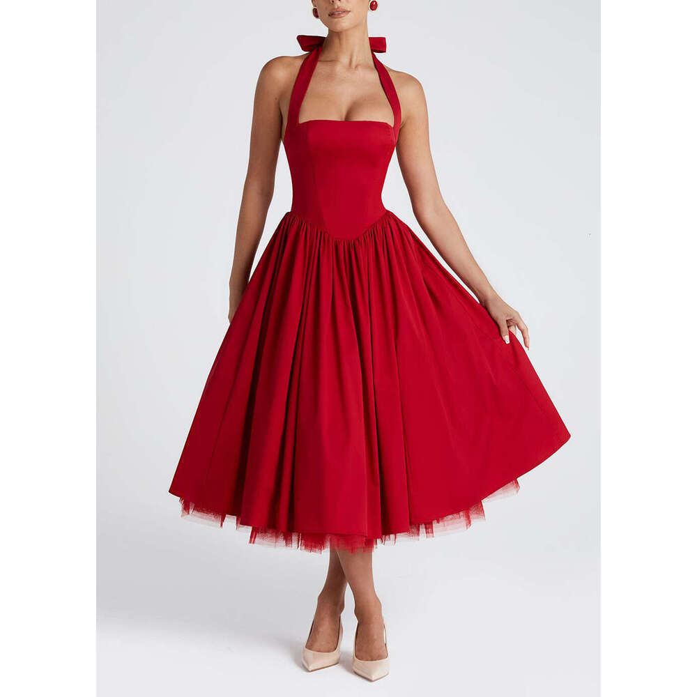 2026 New European and American Puff Evening Dress Independent Station Hot Selling Tie Skirt