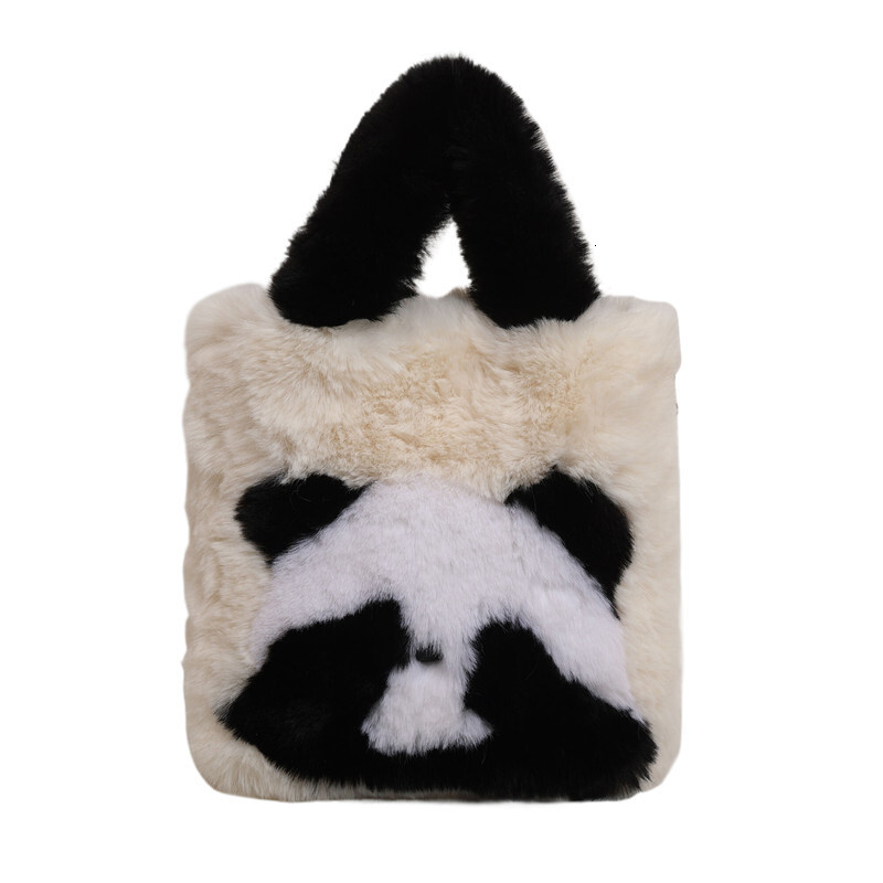 Autumn Winter New Panda Bucket Mini Tote Furry Cute Handheld Shoulder Crossbody Korean Style Women's Bag