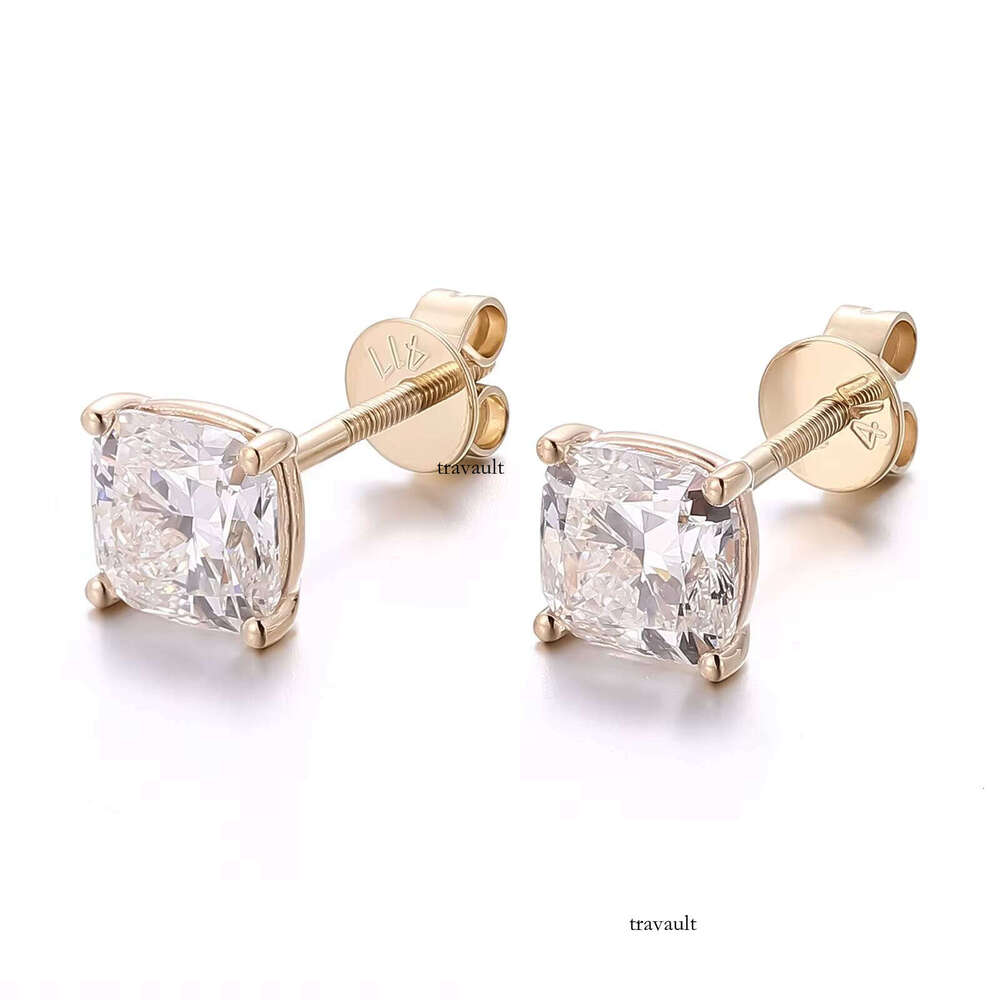 1ct 2ct 4ct CVD Real Solid jewlery 10K 14K Rose Gold Earring earrings Set Cushion Cut IGI for women Lab Earrings