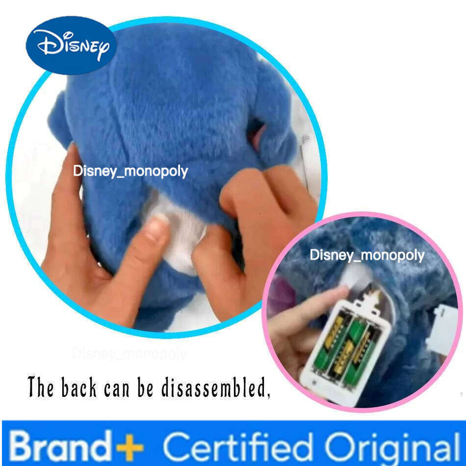Disney 2026 New Stitch Anime Plush Doll With Lighting Music Airbag Kawaii Appease Toy Baby To Soothe Sleep Peluche For Kids Gift H260126