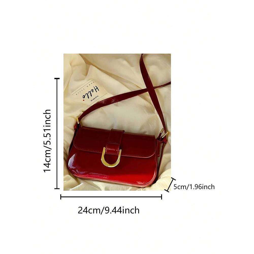 2025 new retro wine red road buckle crossbody shoulder armpit fashionable casual daily commuting women's bag XJ260125