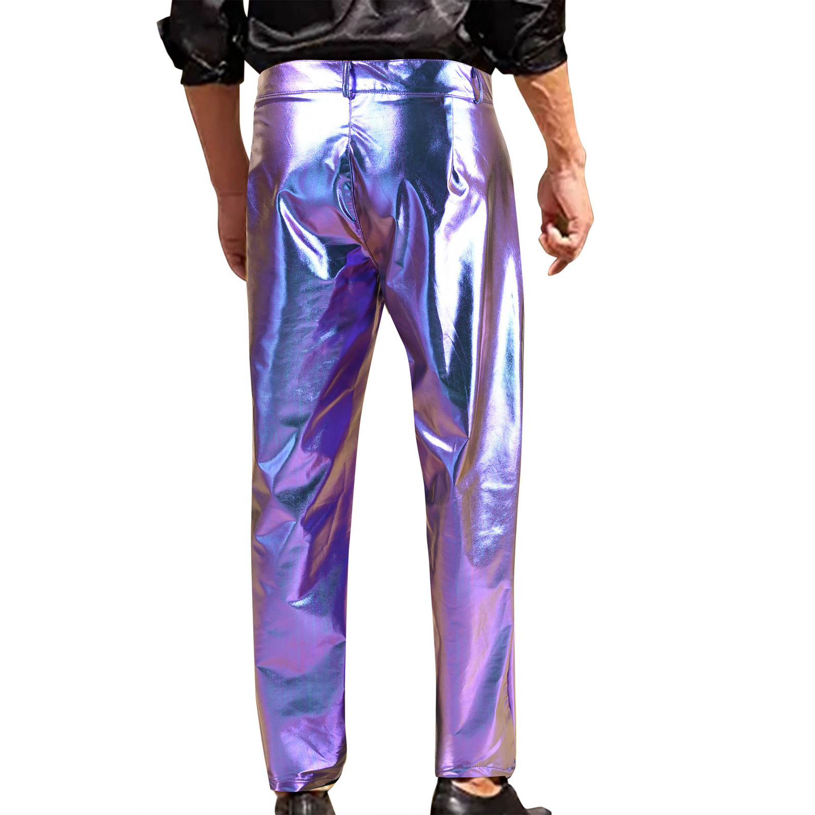 2025 Bulk 2025 Mens Metallic Shiny Wet Look Party Dance Straight Pants y250909