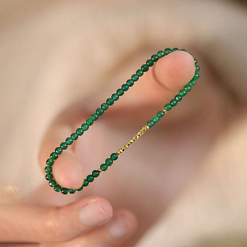 Lush Jadeite Sun Green Xiaomi Agate Bead Bracelet Women's New Chinese National Style Hand Jewelry