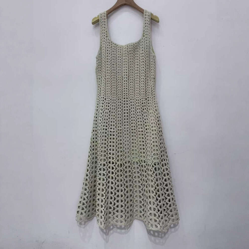 2026 French Elegant Designer Spring/Summer Round Neck Beaded Crochet Hollow Knitted Women's Tank Top