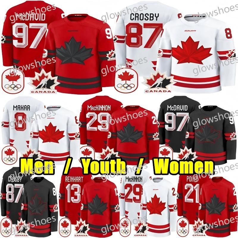 2026 Olympices hockey jersey 87 Sidney Crosby Canada Team Connors McDavid Nathan MacKinnon Nick Suzuki Marner Macklin Celebrini Schaefer Bedard Cale Makar