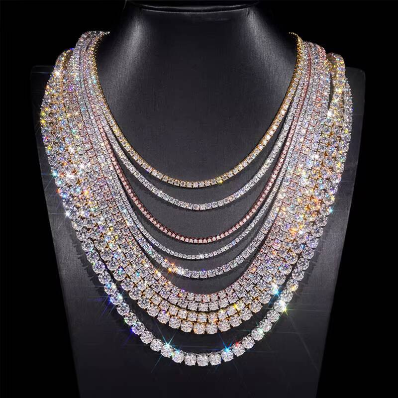 Moissanite chain RINNTIN SMN Lowest Price in Stock 925 Silver D VVS Mossanite Necklace VVS Diamond Women/mans Necklace/Bracelet Tennis Chain