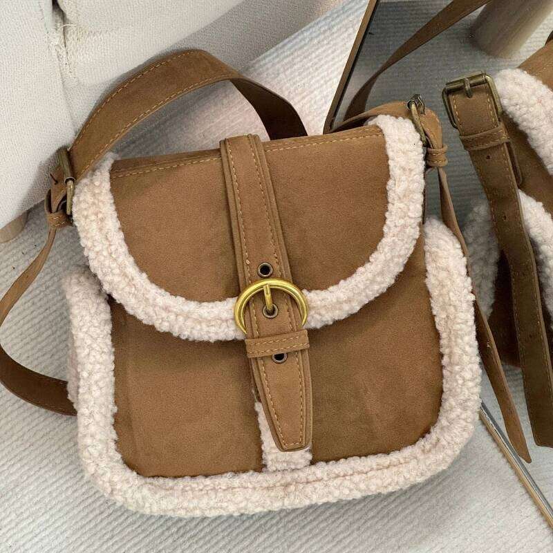 1pc Autumn and Winter Imitation Lamb Fur Women's Korean Version Retro Style Trend Single Shoulder Crossbody Bag XJ260125