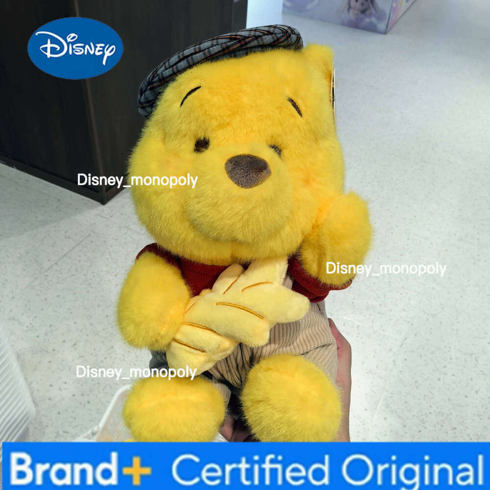 Disney Original The Pooh Autumn Series Plush Pumpkin Gentleman Harvest Season Wheat Picking Sitting Posture Winnie Bear Toy H260126