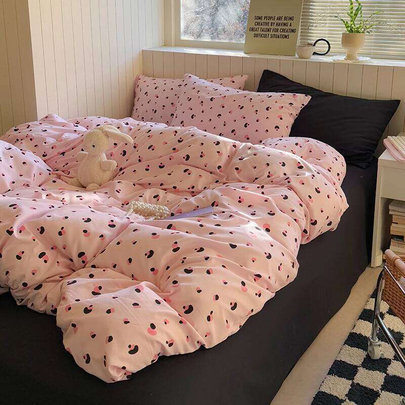 INS Korean Pink Girls Bedding Sets 2025 New Soft Flat Sheet Duvet Pillowcase Bed Linen Queen Full Size Quilt Cover Set Y260124