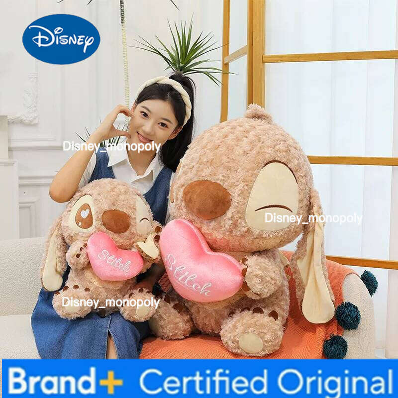 Disney Potdemiel Stitch 30/80cm Plush Doll Toy Love Heart Hug Chocolate Brown Sofa Pillow Ornaments Girls Valentine'S Day Gift H260126