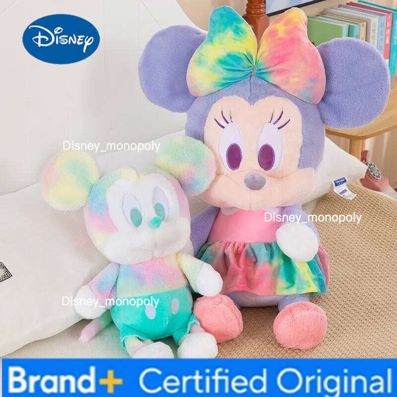 Disney Cartoon Glitter Mickey Mouse Plush Toy Colorful Couple Doll Set Cute Stuffed Animal Figure for Birthday Gift H260126