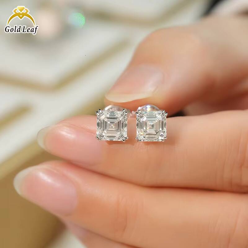 Goldleaf Custom IGI Certified 14K Gold Lab Grown Diamond Earrings 2CT E VVS Asscher Cut Wholesale Fine Jewelry Unisex Ear Studs