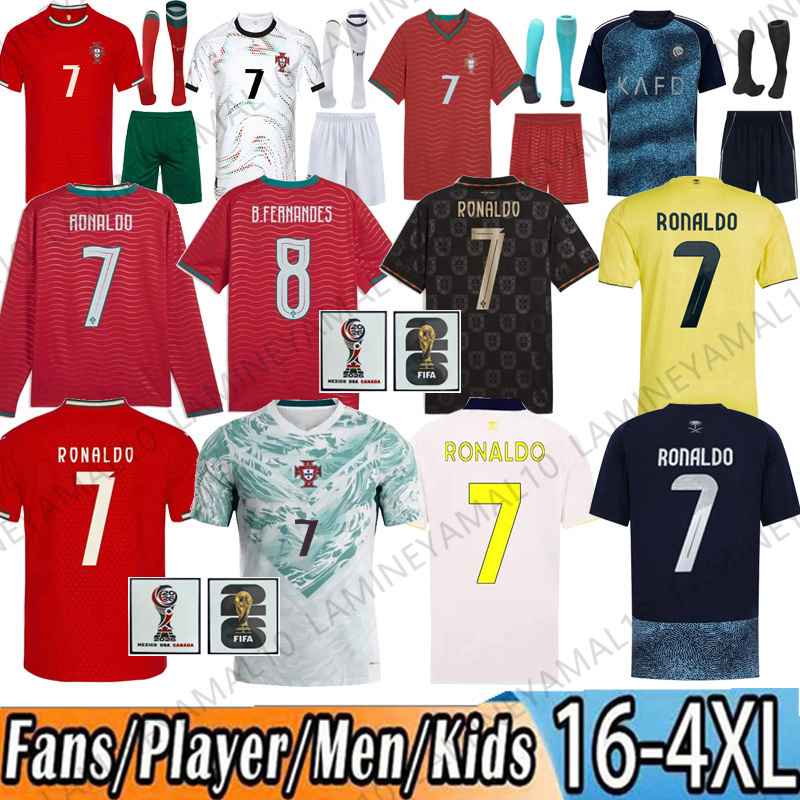 2026 World Cup Portugal Ronaldo football shirts Al Nassr FC Soccer Jerseys B.FERNANDES 26 27 Riyadh Ronaldo Men kit Portuguese Child Shirt Kits Player national