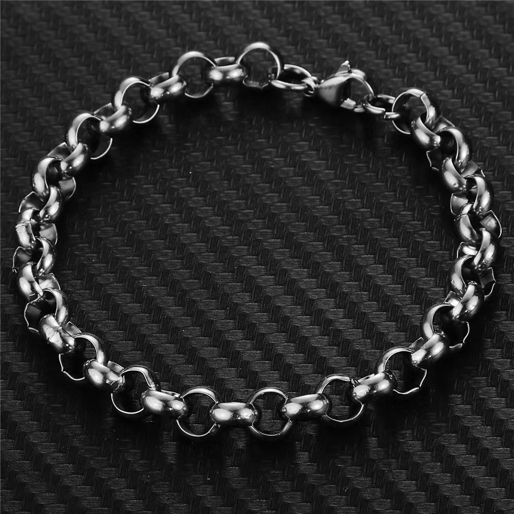 Charm Bracelets Gold Color Belcher Bolt ring Link Men Women Solid Bracelet Jewllery in 18-24cm Length 231024