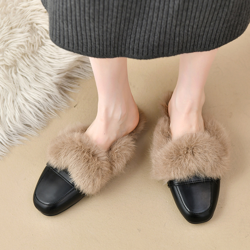 Aphixta Warm Winter Slippers Women Slippers Furry Round Toe Shoes Indoor Flat Heel Hair Slides zapatos de mujer pantunflas 250919