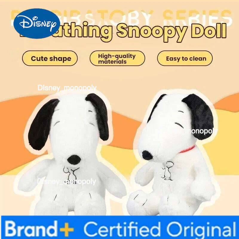 Disney Breathing Soothing Snoopy white dog Plush Sleeping Companion Music and Light Doll Sensory Stuffed Toy Kids Gifts H260126