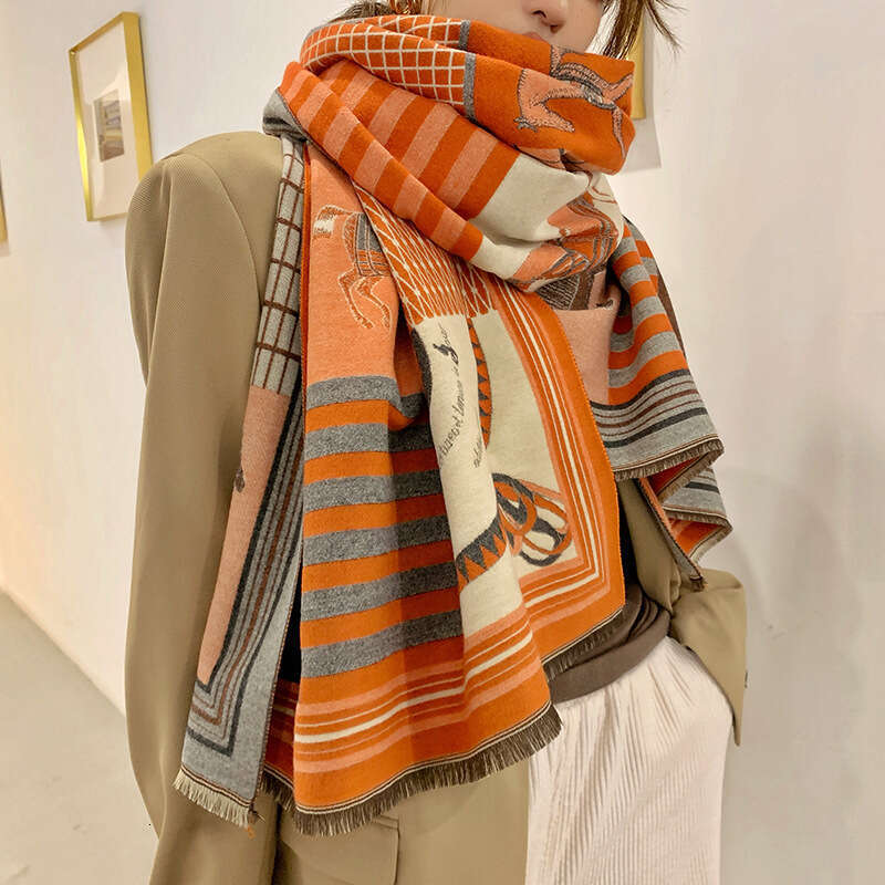 2026 Autumn Winter European and American Imitation Cashmere Carriage for Women Double-Sided Double-Color Shawl Long Warm Neck Scarf