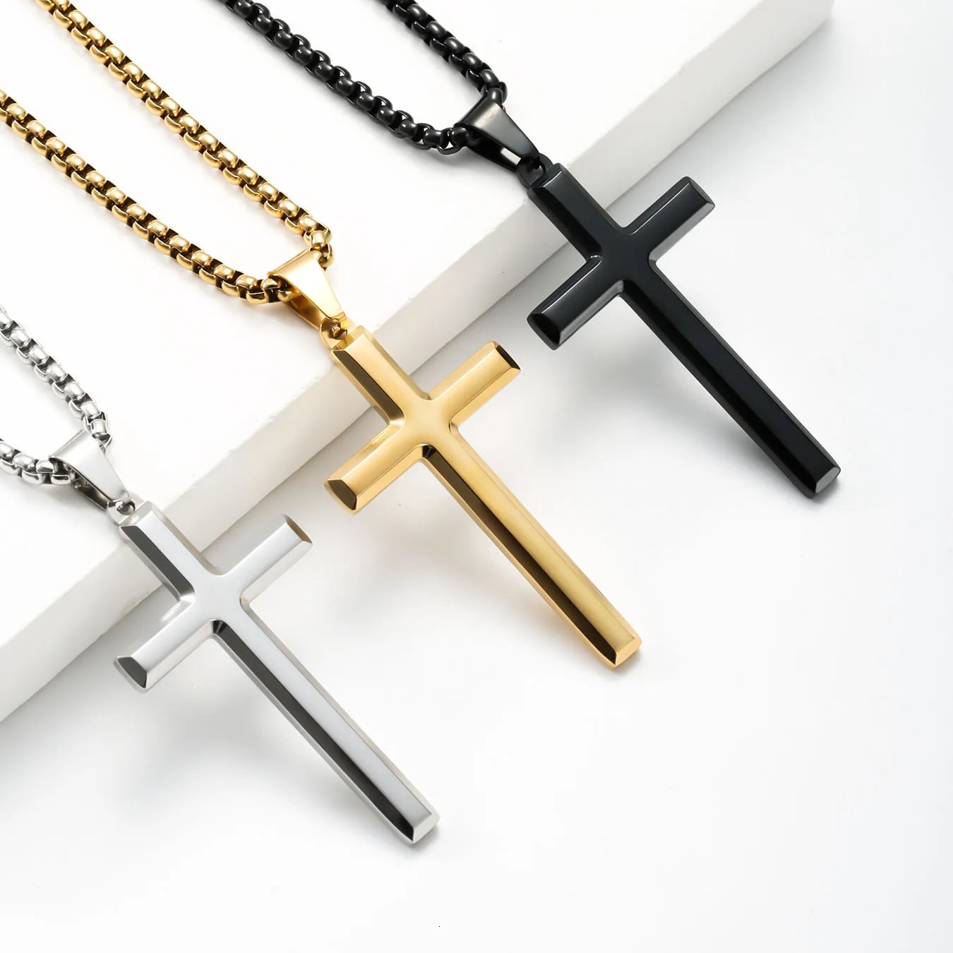 Collier Homme Spiritual Male Minimalism Stainless Steel Necklace Mans Jesus Cross Necklace for Man Collar Hombre 251230