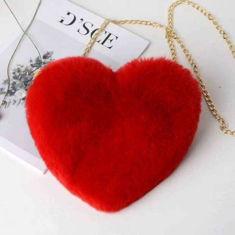 New Valentine's Day Chain Plush Diagonal Cross Peach Heart shaped Love Small Bag Female XJ260125